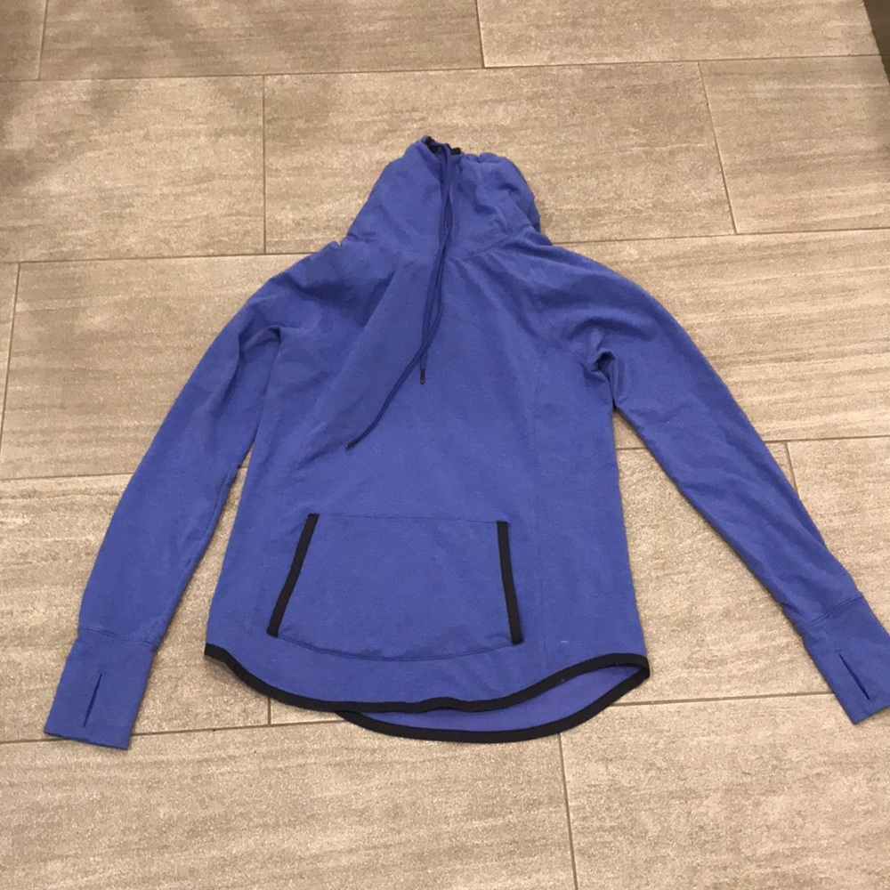 Athleta Royal Blue Pullover Hoodie with Black Trim